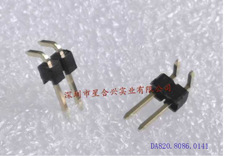 2.54mm  -  2PIN方形针   0.64X0.64X90度